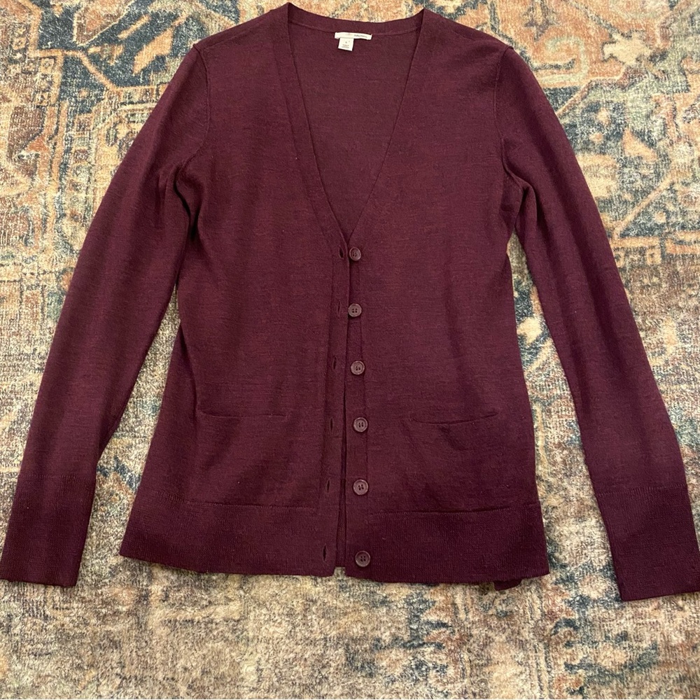 Halogen 100% Wool Maroon Cardigan